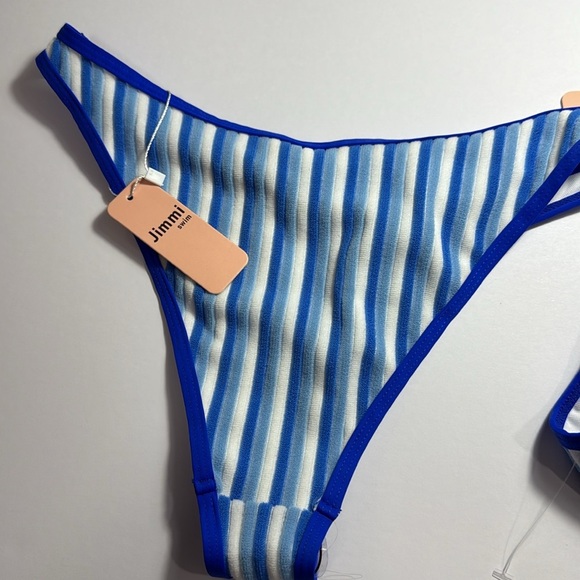 Jimmi Blue / White Striped Bikini Set Size Small Top and Bottom - Picture 4 of 5